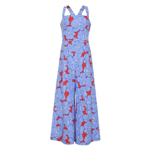 Draper James Kendall Sleeveless Jumpsuit XS Blue Red Floating Floral - Picture 4 of 4